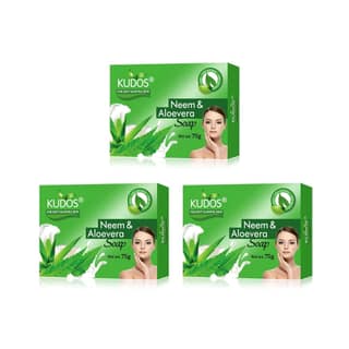 Kudos Best of Natural Ingredients, Antiseptic and Moisturising Bathing Soap with Aloe Vera, Neem, For Smooth, Soft & Nourished Skin (75gm)