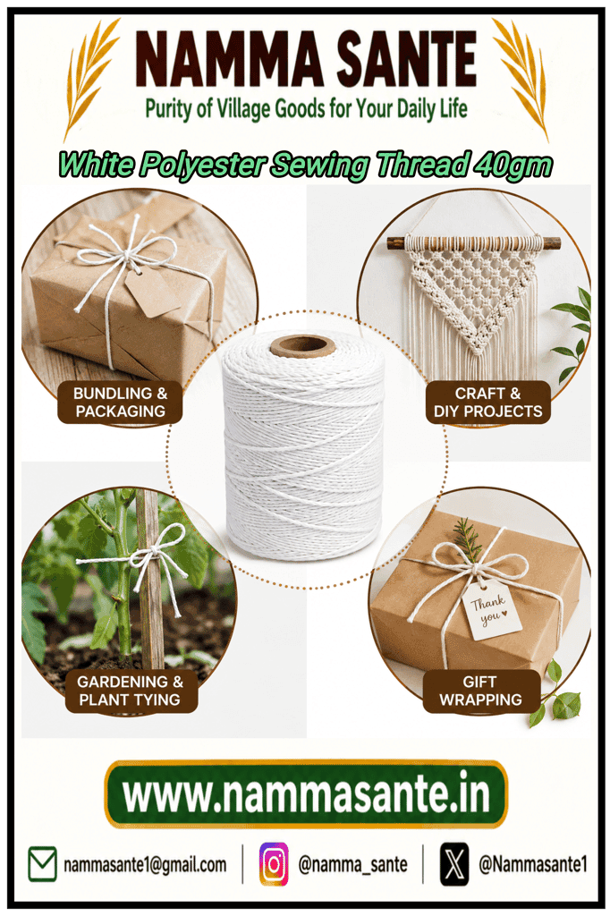 White Polyester Sewing Thread 40gm view 3