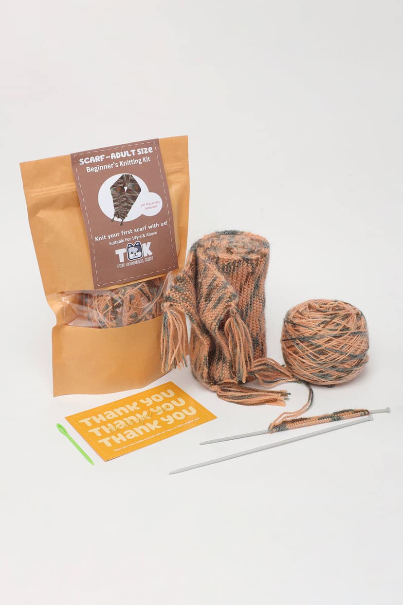 The Original Knit Beginner's Knitting Kit Scarf - Adult Size - Multicoloured