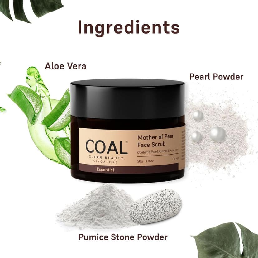 COAL Clean Beauty Mother of Pearl Face Scrub with Powder & Aloe Vera | Exfoliates Removes Dead Skin Renews Men All Types view 3