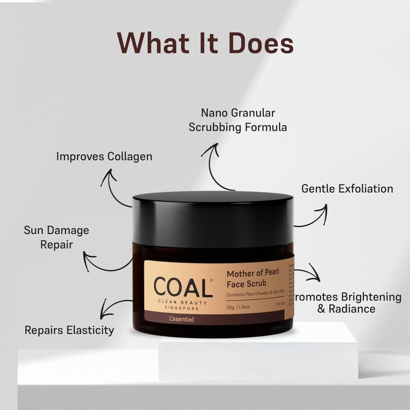 COAL Clean Beauty Mother of Pearl Face Scrub with Powder & Aloe Vera | Exfoliates Removes Dead Skin Renews Men All Types view 4