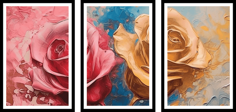 SET OF 3 TRIPTYCH WALL ART 48in X 24in WITH BLACK FRAME view 2
