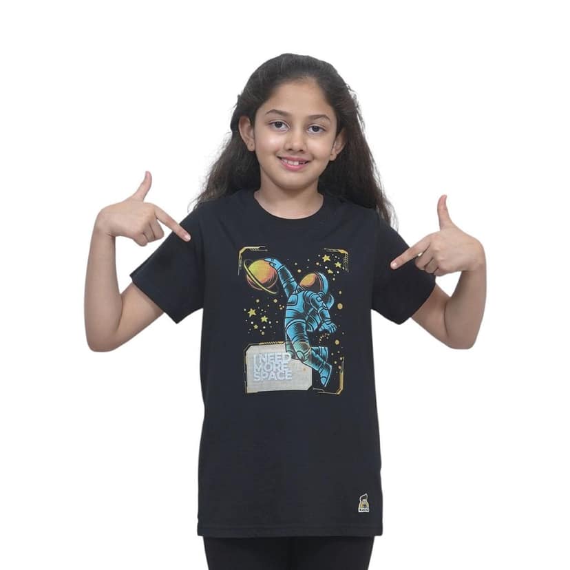 KUCHU Kids’ Unisex T-Shirt “More Space” Digital Print | Soft Cotton-Modal Blend | Breathable, Stretchable & Comfortable Everyday Wear for Boys & Girls view 7