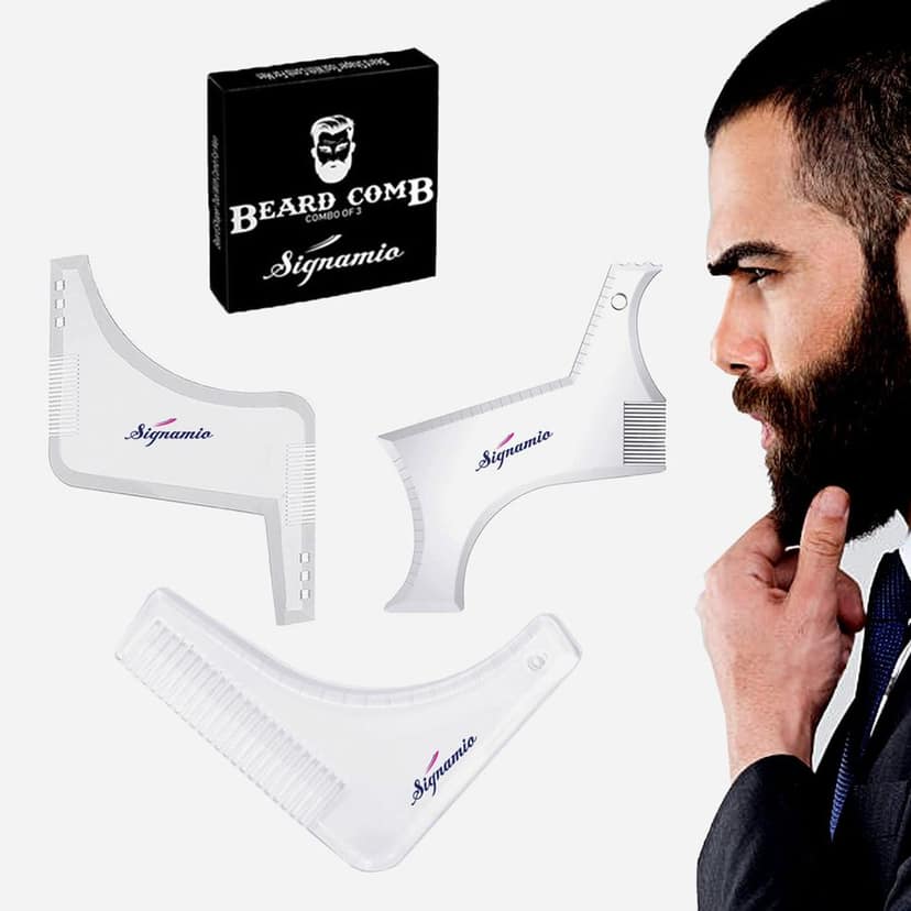 SIGNAMIO Set of 3 Beard shaper tool Comb Transparent