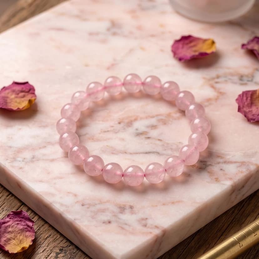 Rose Quartz Bracelet for Women & Men | Natural Healing Crystal Beaded Bracelet for Love, Positivity & Emotional Balance | Stretchable Pink Stone Bracelet I Hotilal Jewellers view 5