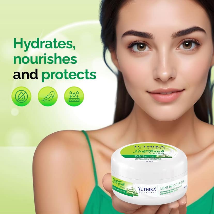 Yuthika Aloe Moisture Light Moisturizer for Face, Hand, Body, Dry Skin Moisturizer Cream for All Skin Types - 100ml view 8