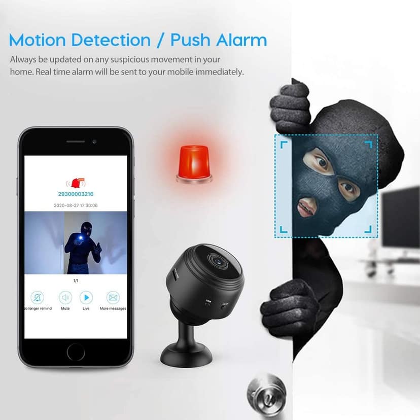 AUSHA Mini Magnetic Wireless Spy Camera | 150° Wide View, SD Card Recording, Remote Access | Portable Security Camera view 5