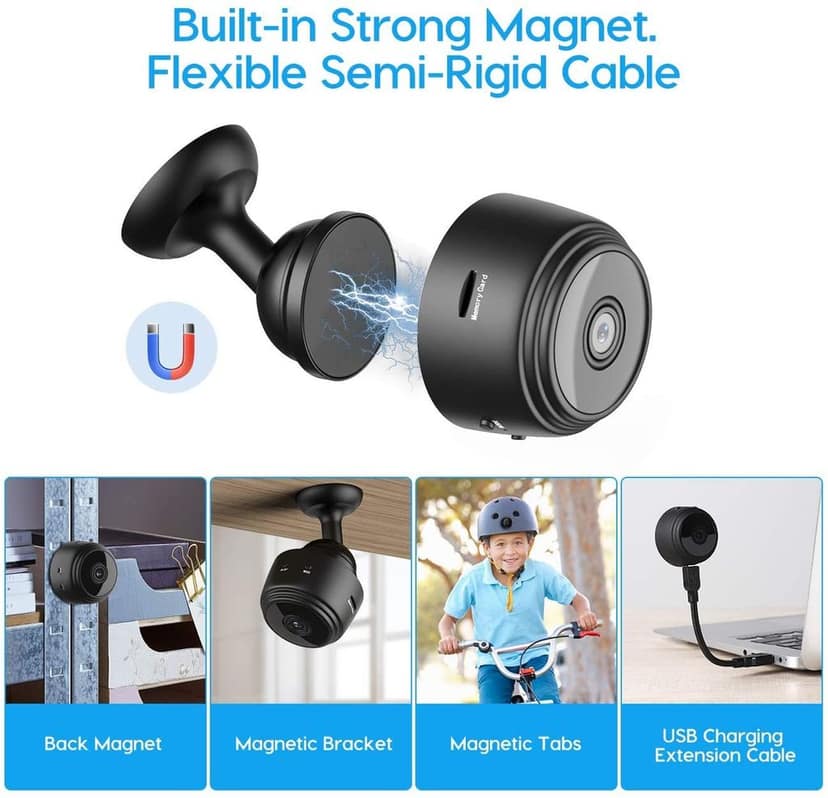 AUSHA Mini Magnetic Wireless Spy Camera | 150° Wide View, SD Card Recording, Remote Access | Portable Security Camera view 7