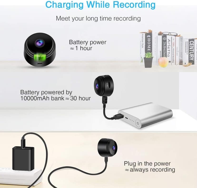 AUSHA Mini Magnetic Wireless Spy Camera | 150° Wide View, SD Card Recording, Remote Access | Portable Security Camera view 8