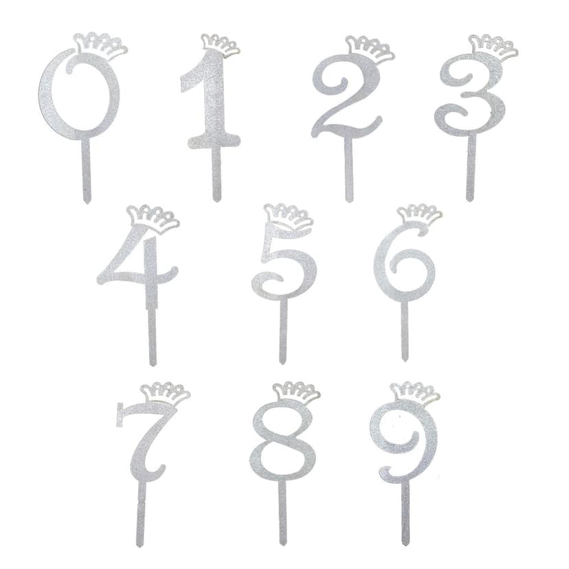 Cake Topper/Cake Decoration Item/Cake Number Topper (Silver Topper 10 Numbers)