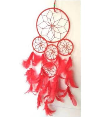 new lucky Feather Red Dream Catcher - Pack of 1