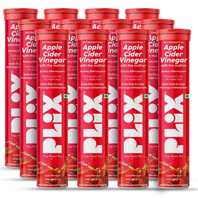 Apple Cider Vinegar Effervescent with the mother Pack of 12 Tubes__3 Months__180 Tablets
