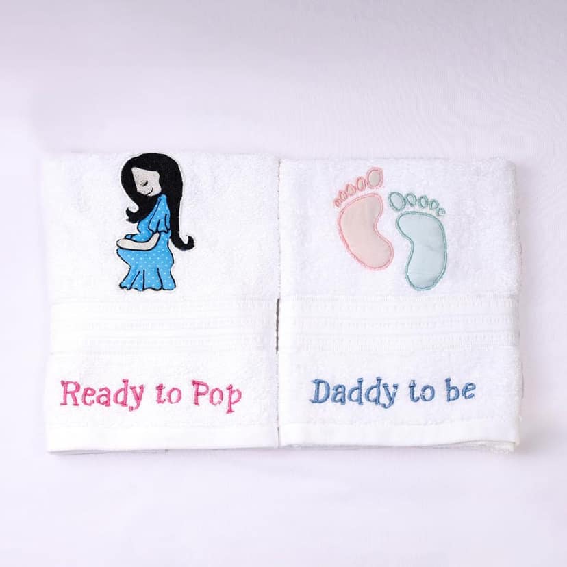 The Baby First Box Premium Baby Shower Hand Towels Set for Mom and Dad - Pack of 2 view 2
