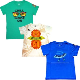 KUCHU New Launch'23 Unisex Tshirt for Boys and Girls- Set of 3|Super Combed Cotton-Modal Fiber|Soft Fabric |Breathable Fabric|Digitally Printed|Unique Design|Vibrant Colour |Half Sleeves |Round Neck