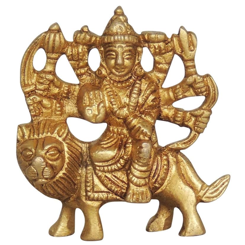 Brass Durga Ji God Idol - Divine Energy Statue for Home Temple, Height : 2.1 Inch (BSMAS1272 C) view 2