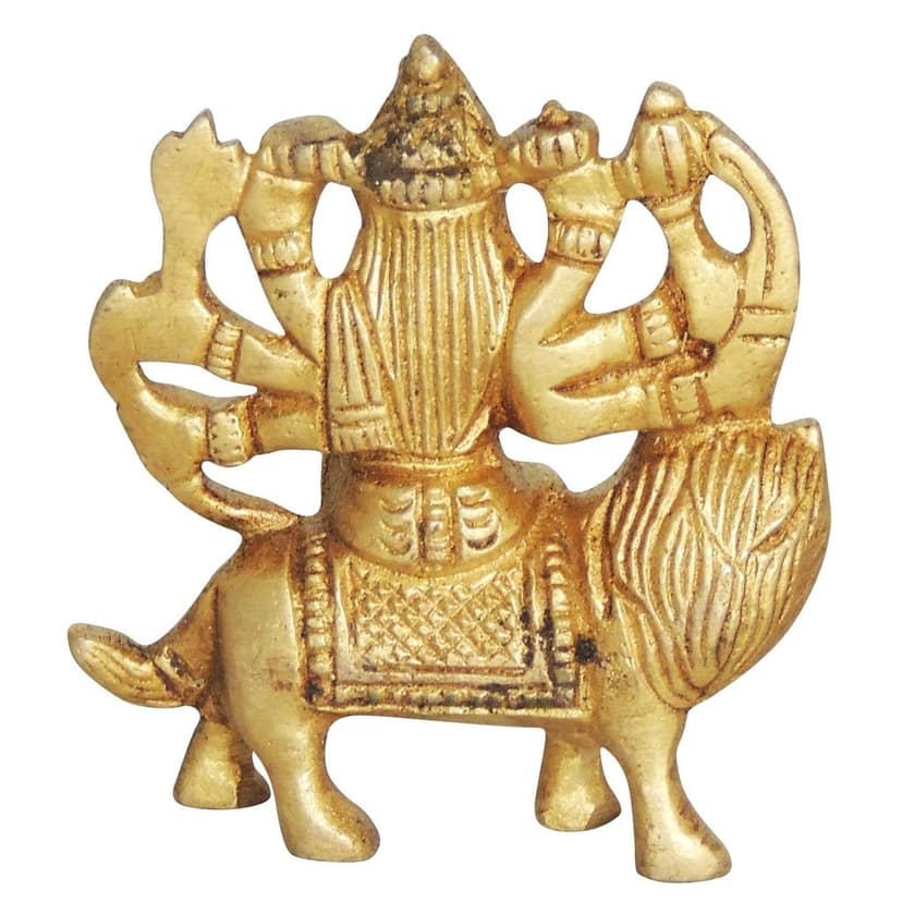 Brass Durga Ji God Idol - Divine Energy Statue for Home Temple, Height : 2.1 Inch (BSMAS1272 C) view 3