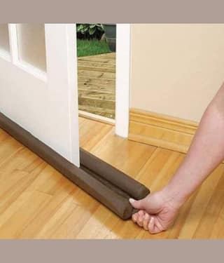 Door Bottom Sealing Strip, Twin Door Draft Blocker Guard for Home Pack of 2 (Brown)