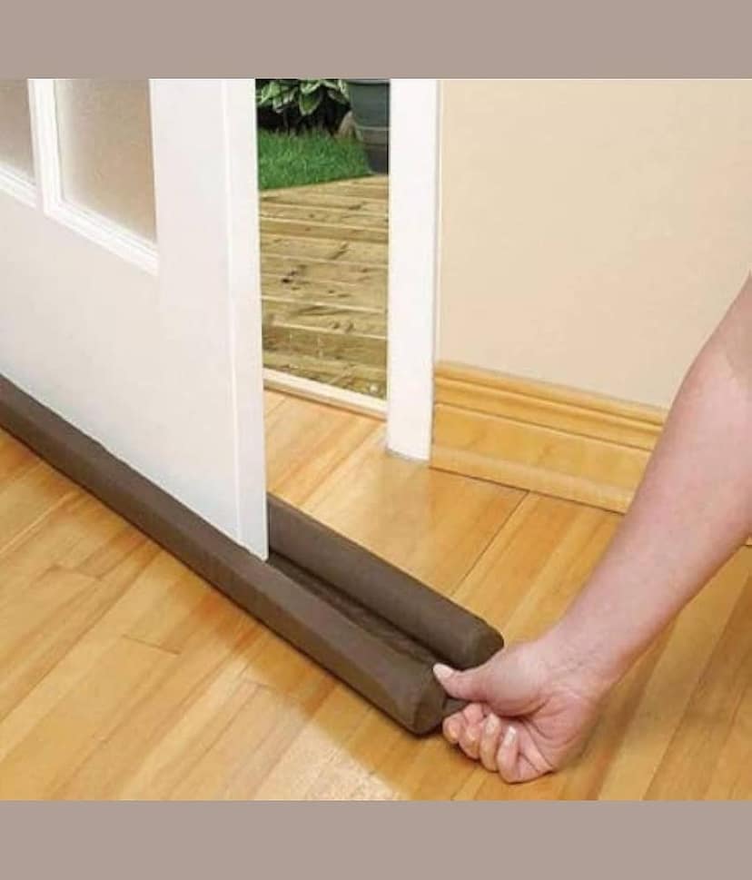 Door Bottom Sealing Strip, Twin Door Draft Blocker Guard for Home Pack of 2 (Brown)