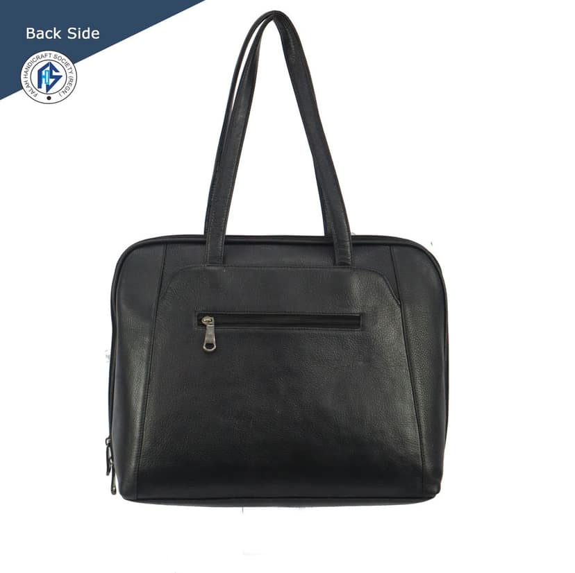 Genuine Leather Maroon FHS Satchel bag for Girls & Women - Black view 2