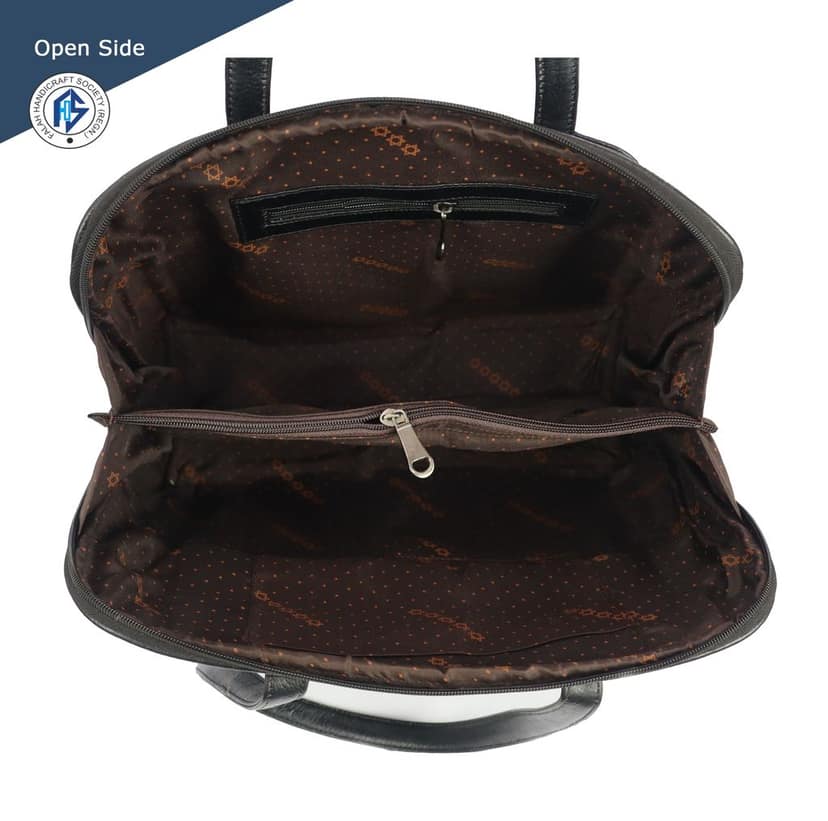 Genuine Leather Maroon FHS Satchel bag for Girls & Women - Black view 5