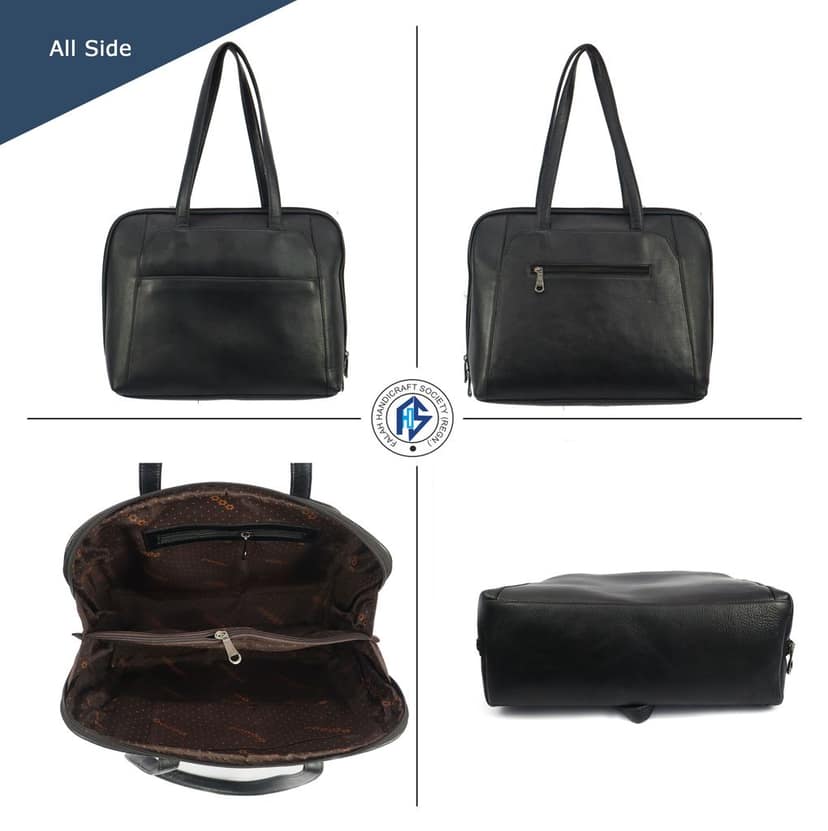 Genuine Leather Maroon FHS Satchel bag for Girls & Women - Black view 7