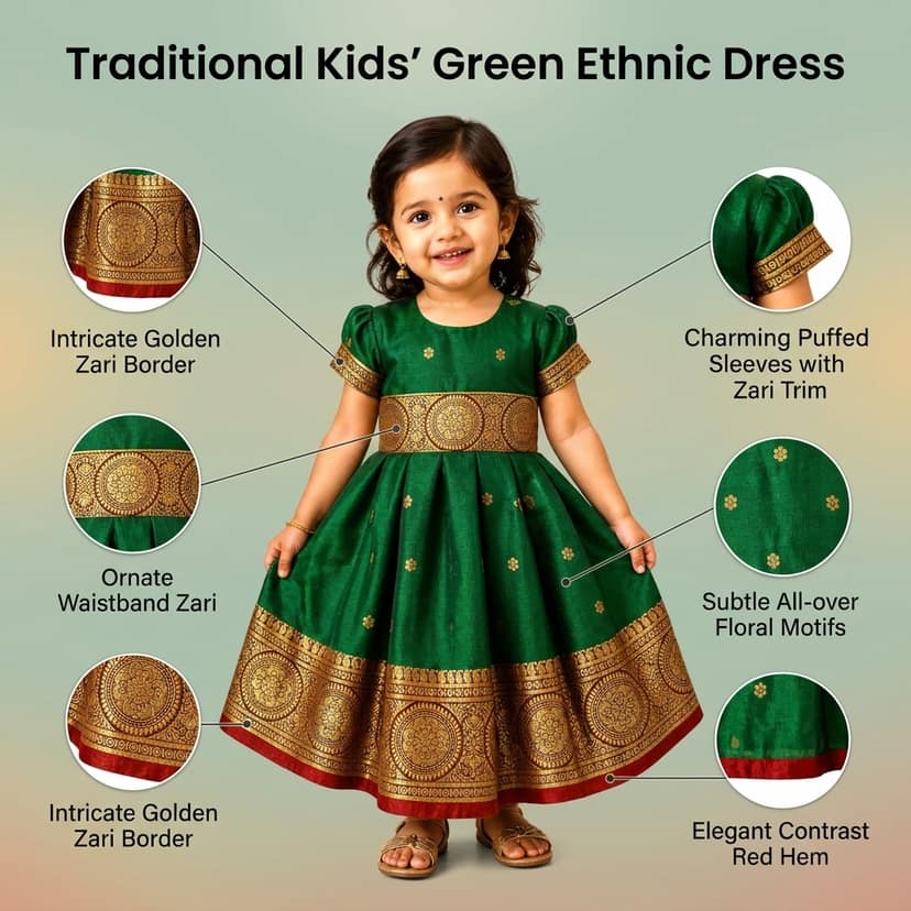 LUSTER Silk Satin Frock (Month 0-6, 6-12, 12-18) (6-12 Months, Green) view 4