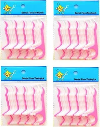 Elecsera 80Pcs Thread Dental Floss And Toothpicks (4 Packet) (Pack of 80)