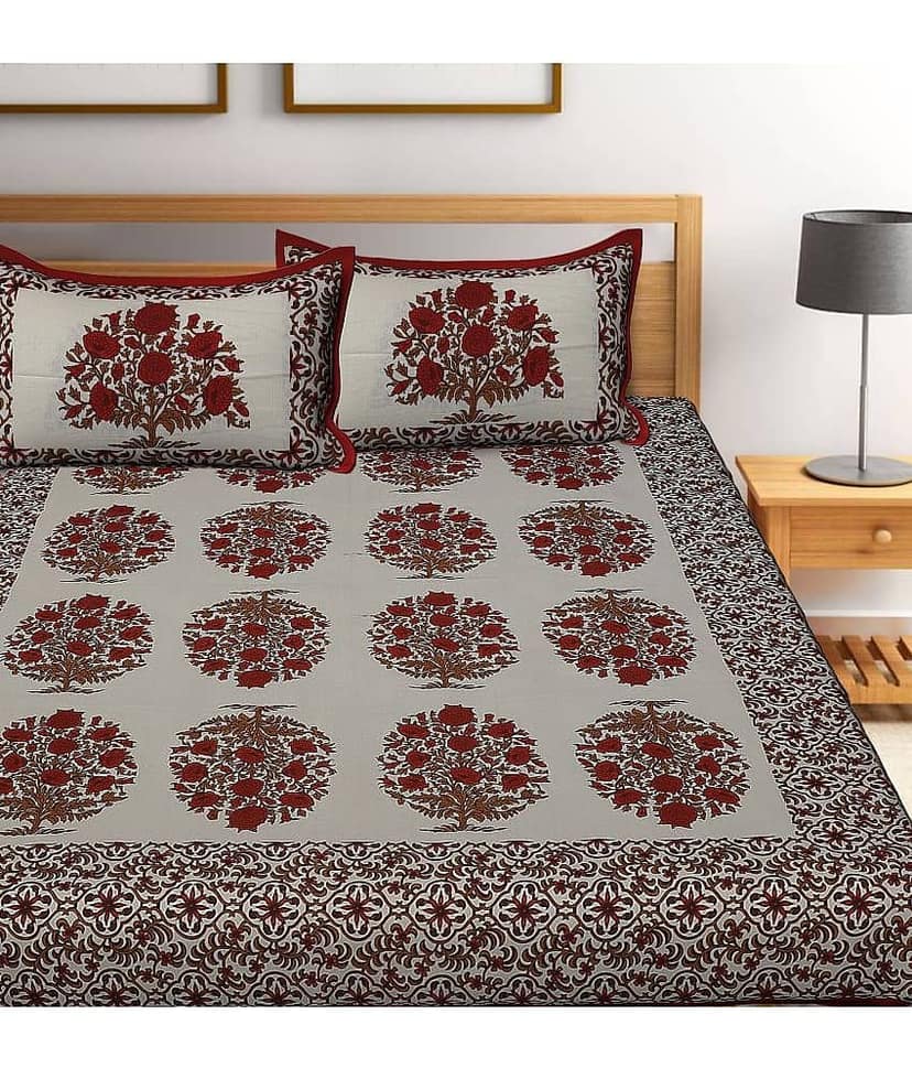 Cosito Cotton 1 Double Bedsheet with 2 Pillow Covers ( Multicolor ) view 2