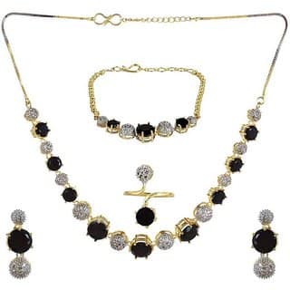 Hetprit Brass Gold Plated Beautiful Jewellery Set Combo For Woman