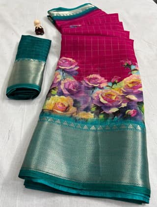 Floral Printed Dola Silk Saree