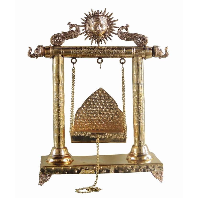 Brass Laddu Gopal Jhula for God Idol ? Krishna Swing Showpiece, Height : 22 Inch (ASMAS227 E) view 2