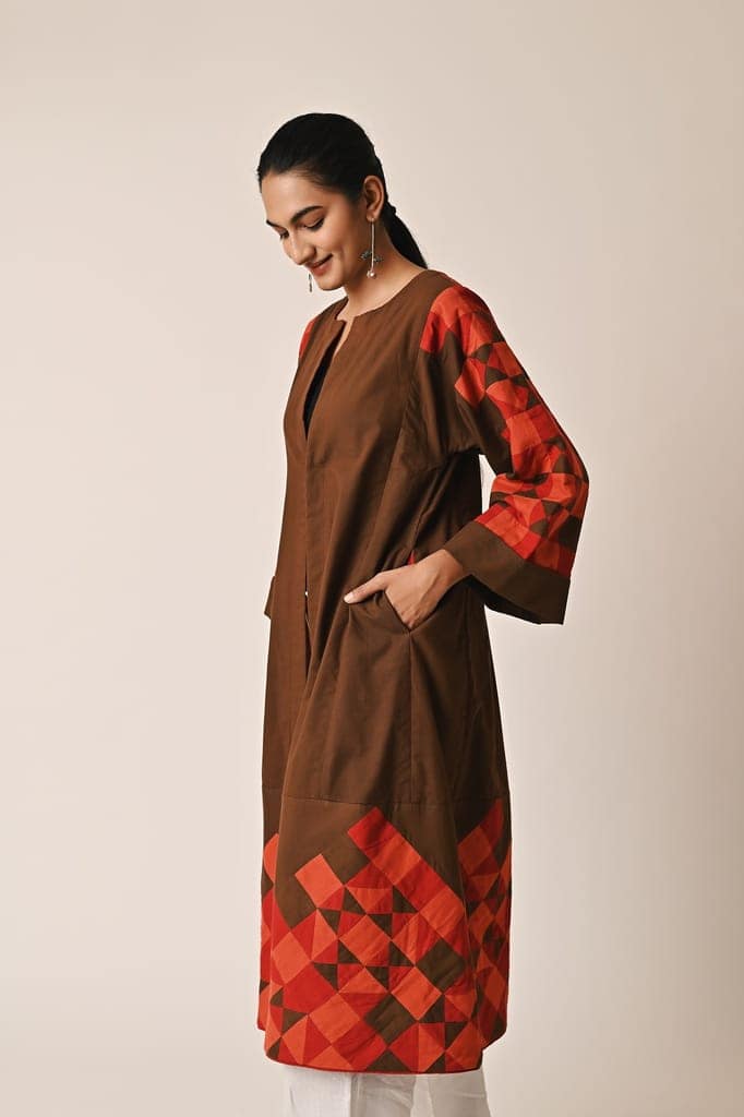 Rishta Long Brown Ralli Jacket view 3