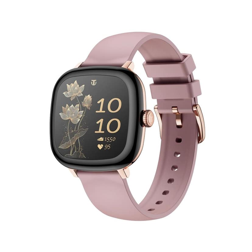 Titan Metal Case Square Display Smart Watch with Silicone Strap