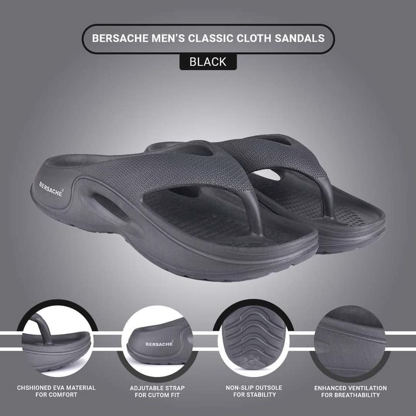 Bersache Extra Soft Classic Casual with Back Strap Regular wear with Ultra Soft & Flexibility Technology Slipper for Men's view 5
