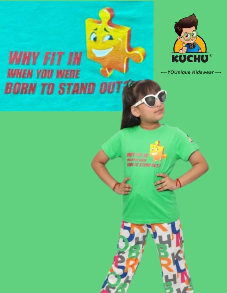 KUCHU Unisex T-Shirt | Why Fit in Print | 10–11 Years | Cotton Modal Fabric | Soft Feel | Breathable | Digitally Printed | Vibrant Colour Teal view 5