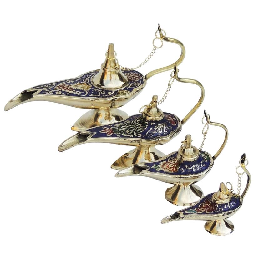 Brass Aladdin Chirag Lamp Showpiece | Vintage Genie Lamp Home Decor, Height : 3.5 Inch (ZMAS159 A) view 2