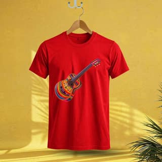 Trishoolin "Colorful Guitar" Music & Dance Theme T-Shirt | Design 70028MB | Cotton Regular Fit | Crew Neck / Round Neck Half Sleeve | Pack of 1