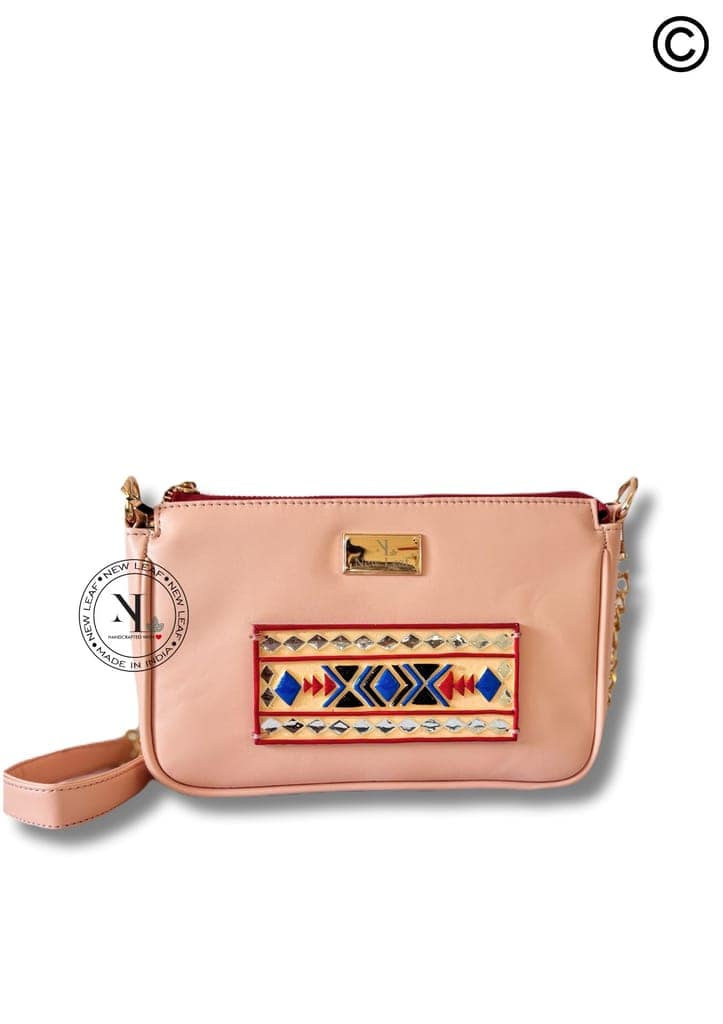 Peach Glaze Lippan Art Handcrafted Baguette Bag/Sling view 3