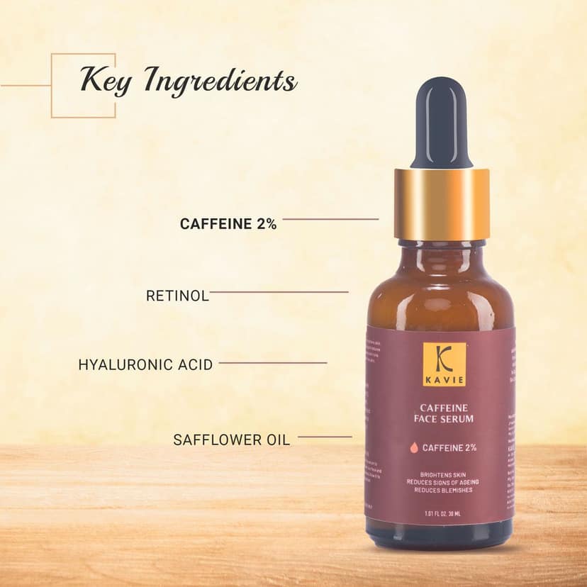 Caffeine Face Serum - Caffeine 2% , Retinol, Hyaluronic Acid, Safflower Oil - Anti-Aging, Hydrates skin, Brightening | Reduces fine lines and wrinkles and Skin Renewal view 3