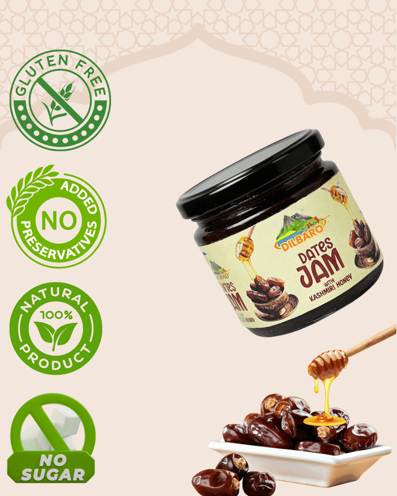 Dilbaro Dates Jam with Kashmiri Honey | 100% Natural | No Sugar Added | 250g | Preservative-Free | Healthy Fruit Spread view 3