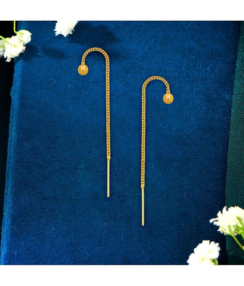 LUV FASHION Golden Ear Chain Earrings ( Pack of 1 )