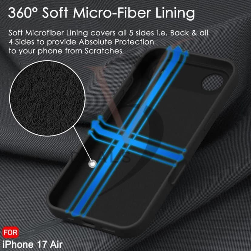 V3Deals Protective Case Compatible for iPhone 17 Air, Four Layer Structure with Soft Microfiber Lining, Shockproof Hard PC, Liquid Silicone, Camera and Screen Protection, Wireless Charging Support view 8