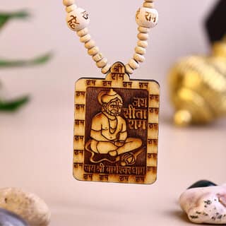 Abhimantrit-Bageshwardham Mala Hanuman Ji Tulsi Mala Beads Wood Necklace view 2