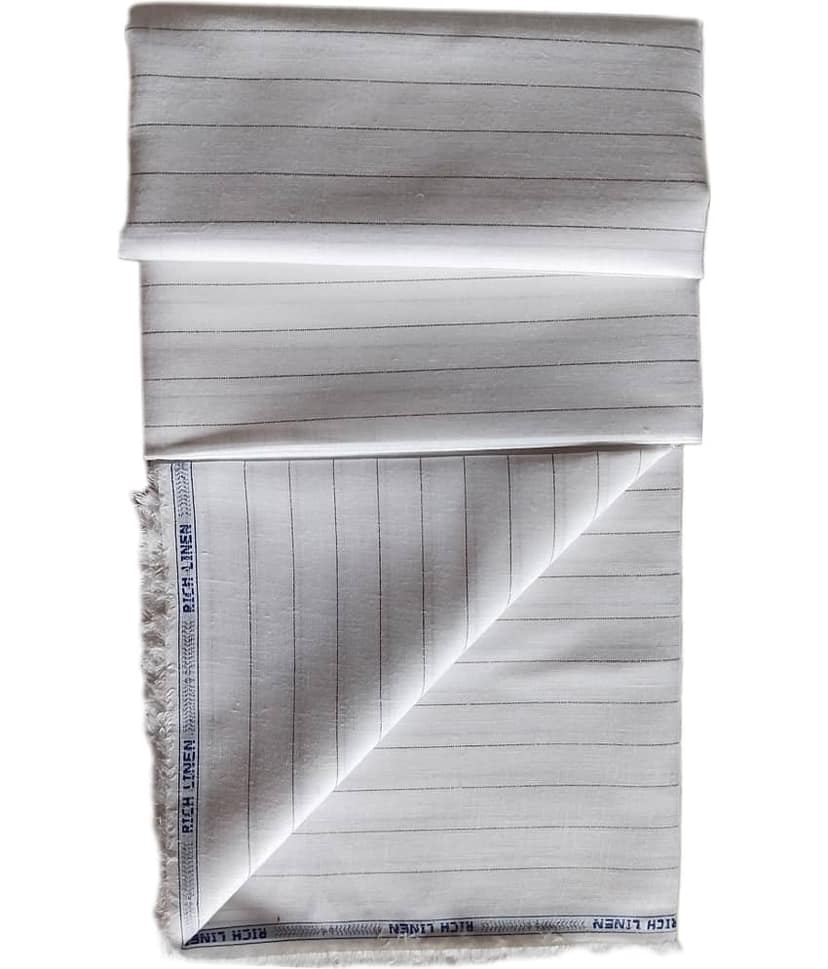 Makhanchor White Linen Men's Unstitched Shirt Piece ( Pack of 1 ) view 2