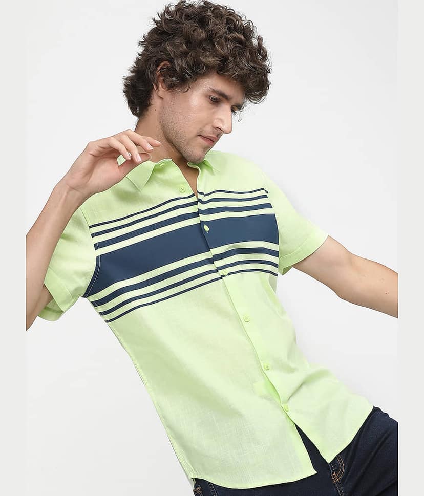 Ketch 100% Cotton Slim Fit Colorblock Half Sleeves Men's Casual Shirt - Blue ( Pack of 1 )