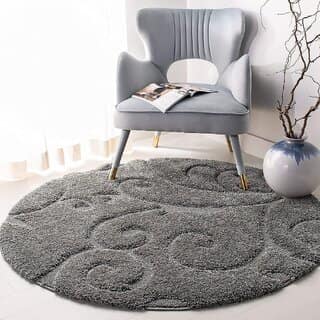 GALLERY HOME Silky Smooth Anti-Skid Shaggy Round Carpet with 2 inch Thickness (9 x 9 Round, Charcoal M2)
