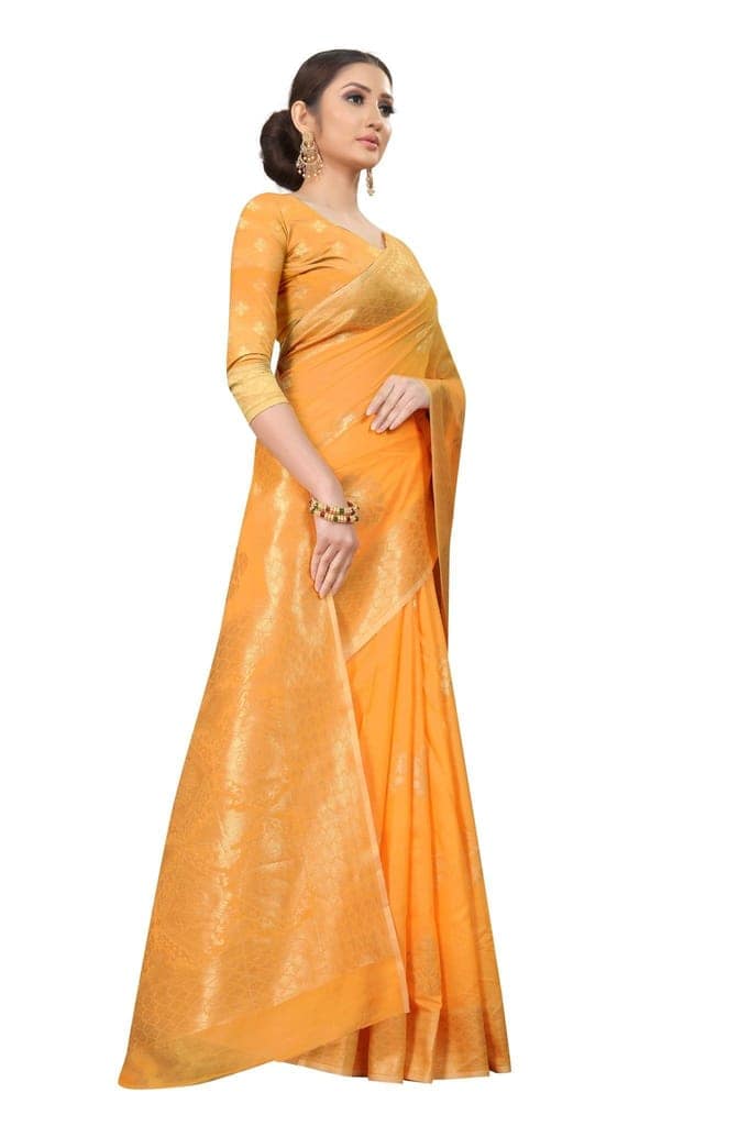 Silk Zone Women's Jamdani Cotton Woven Silk Saree with Blouse Piece view 4
