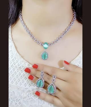 Ladymania White Alloy Necklace Set ( Pack of 1 )