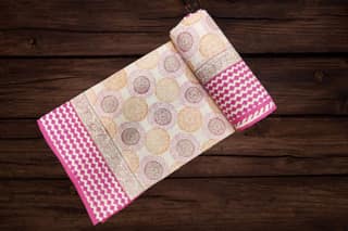 Cotton Blanket - Single Dohar ( 60 x 90 Inches) Orange-Pink Floral