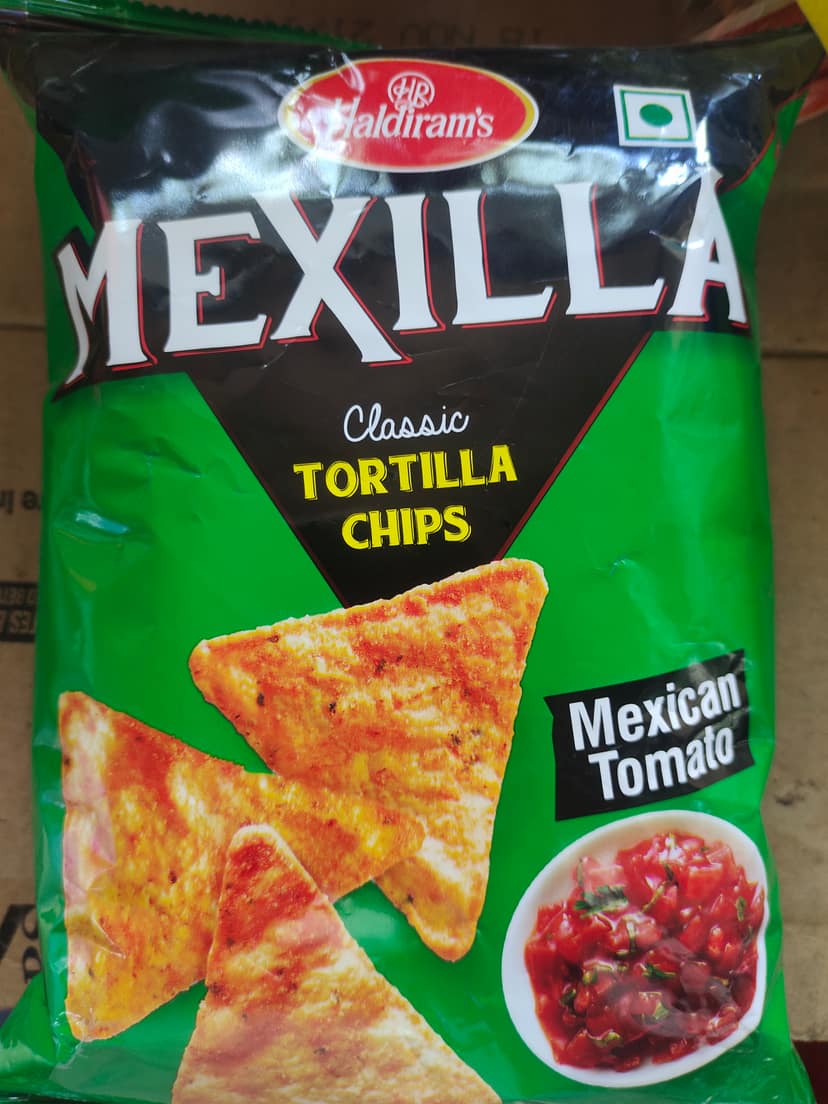 Haldirams mexilla tortilla chips Mexican tomato